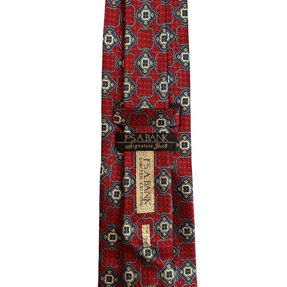 Jos. A. Bank Signature Gold Limited Edition Italian Silk Mens Tie Red/Blue 70"x3 - Picture 2 of 2